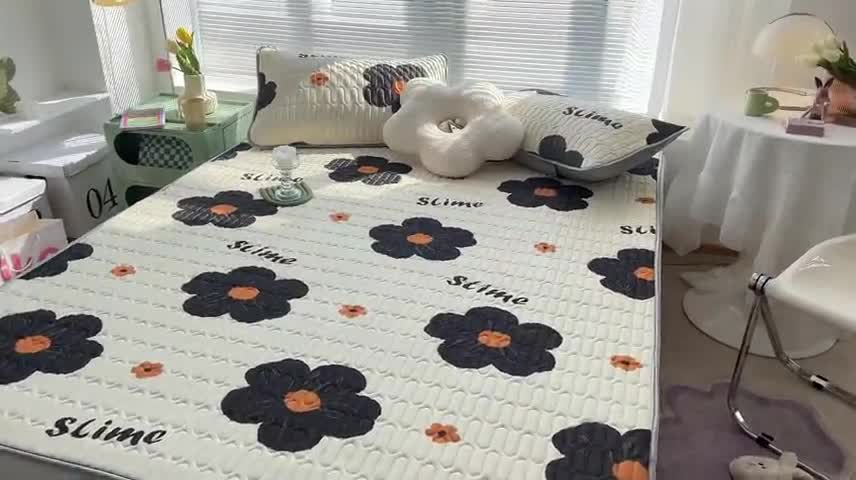 91家纺网 家纺一手货源 找家纺 慕尚 小清新床席款乳胶席三件套（带氨纶0.5mm） 夕阳花