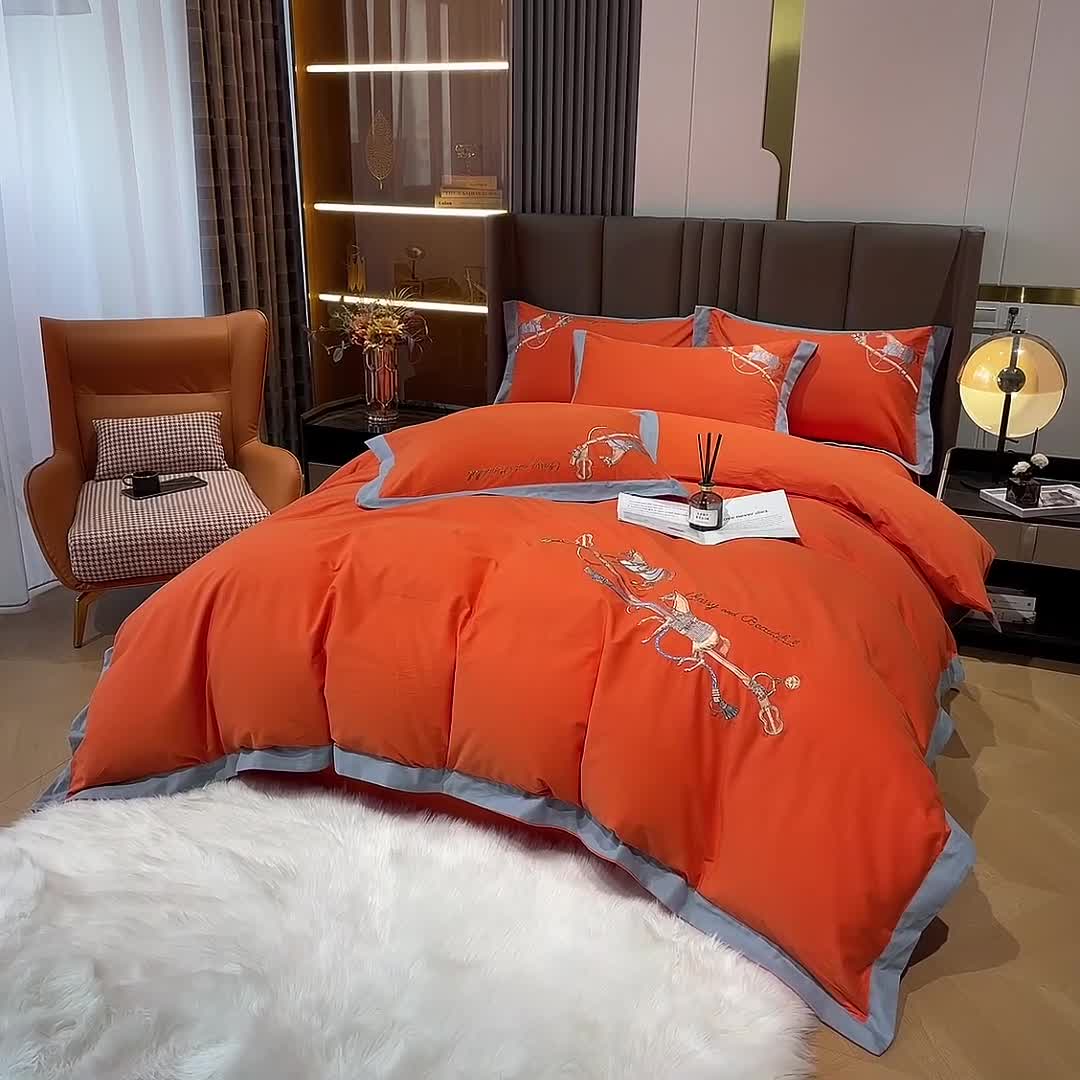 91家纺网 家纺一手货源 找家纺 （总）雲归梦 2022新款生态磨毛绣花加厚四件套（直播爆款）