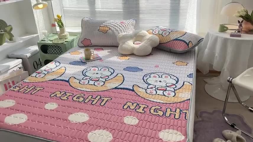 91家纺网 家纺一手货源 找家纺 总 多乐 2022小清新0.5乳胶凉席床席款（带氨纶）