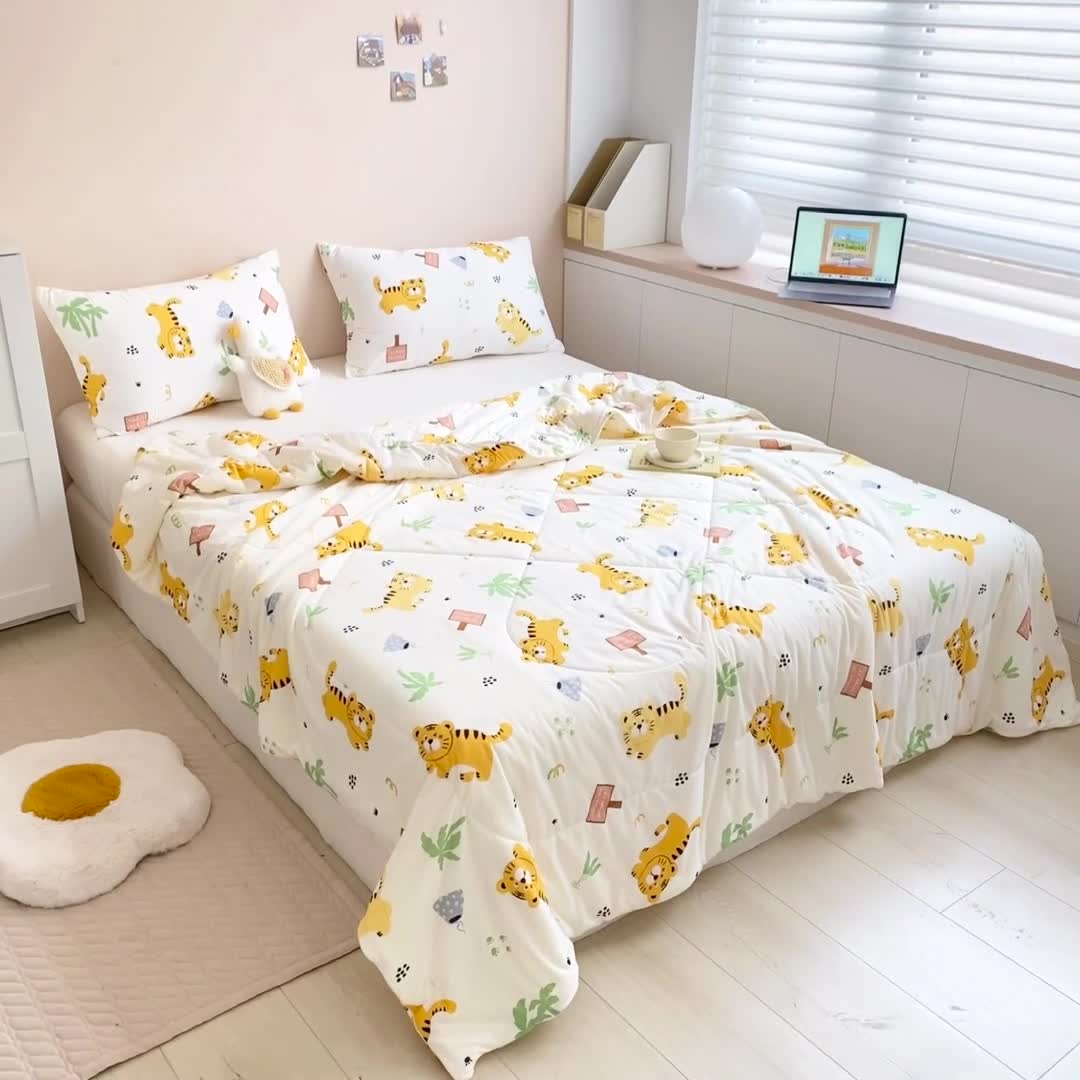 91家纺网 家纺一手货源 找家纺 星期八 2022新款针织棉小老虎夏被 调皮虎