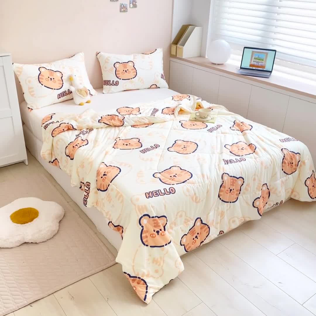 91家纺网 家纺一手货源 找家纺 星期八 2022新款针织棉小老虎夏被 开心虎