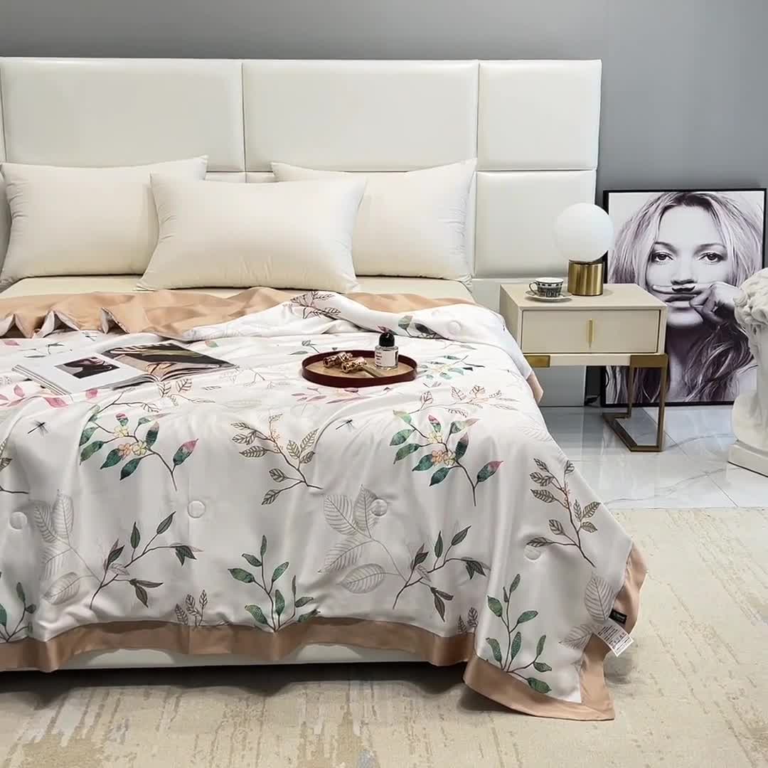 91家纺网 家纺一手货源 找家纺 时亿 2022新款80支天丝印花单夏被夏凉被空调被直播款 瑶妹