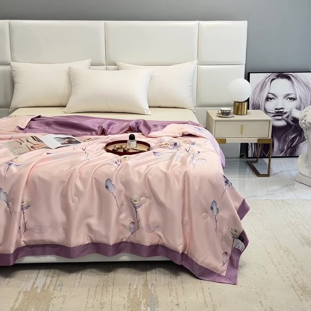 91家纺网 家纺一手货源 找家纺 时亿 2022新款80支天丝印花单夏被夏凉被空调被直播款 一枝独秀