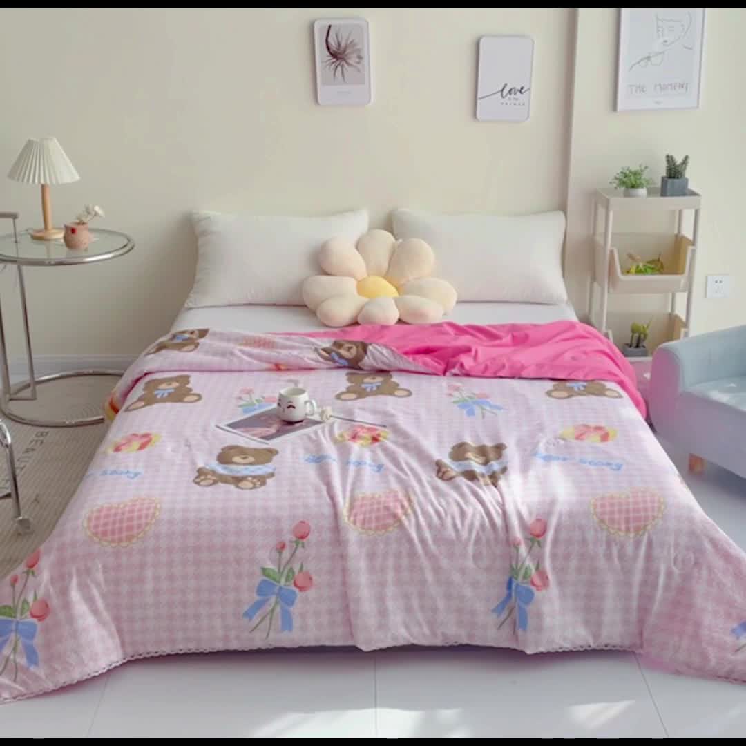 91家纺网 家纺一手货源 找家纺 畅销被业 2022水洗棉印花被夏被 抱抱熊