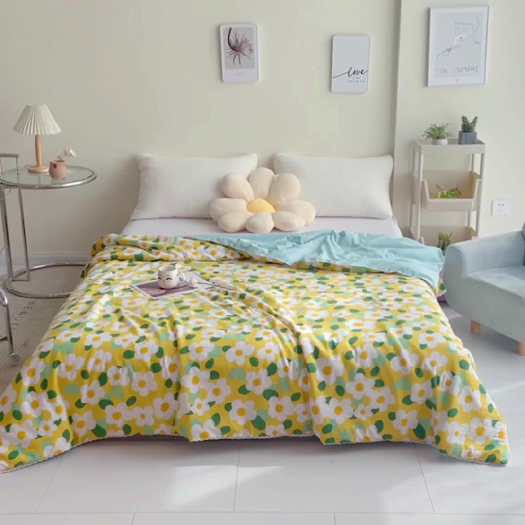 91家纺网 家纺一手货源 找家纺 畅销被业 2022水洗棉印花被夏被 春意