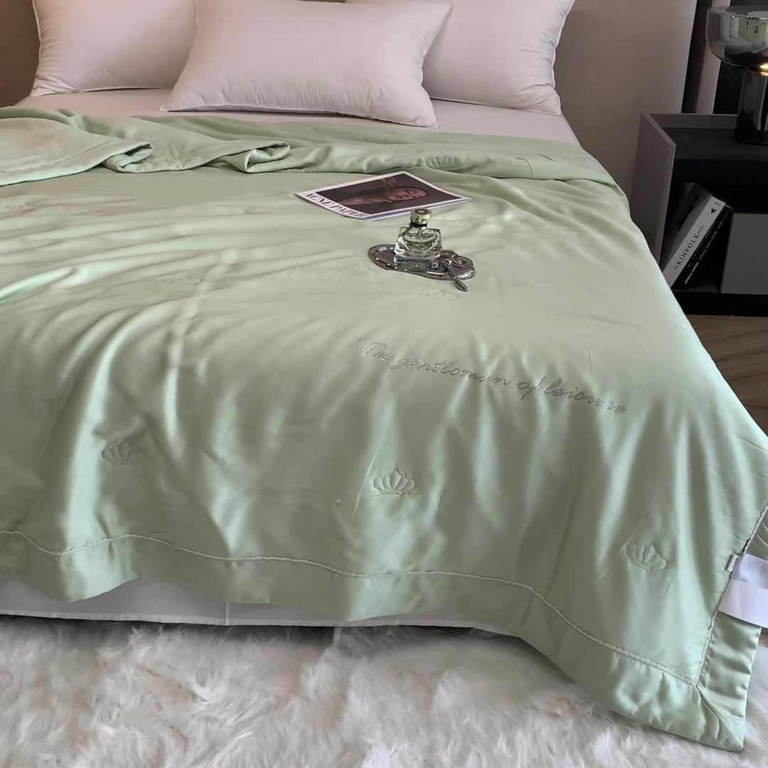 91家纺网 家纺一手货源 找家纺 榻尚 2023新款纯色80天丝胶原蛋白夏被夏凉被 素 素 绿