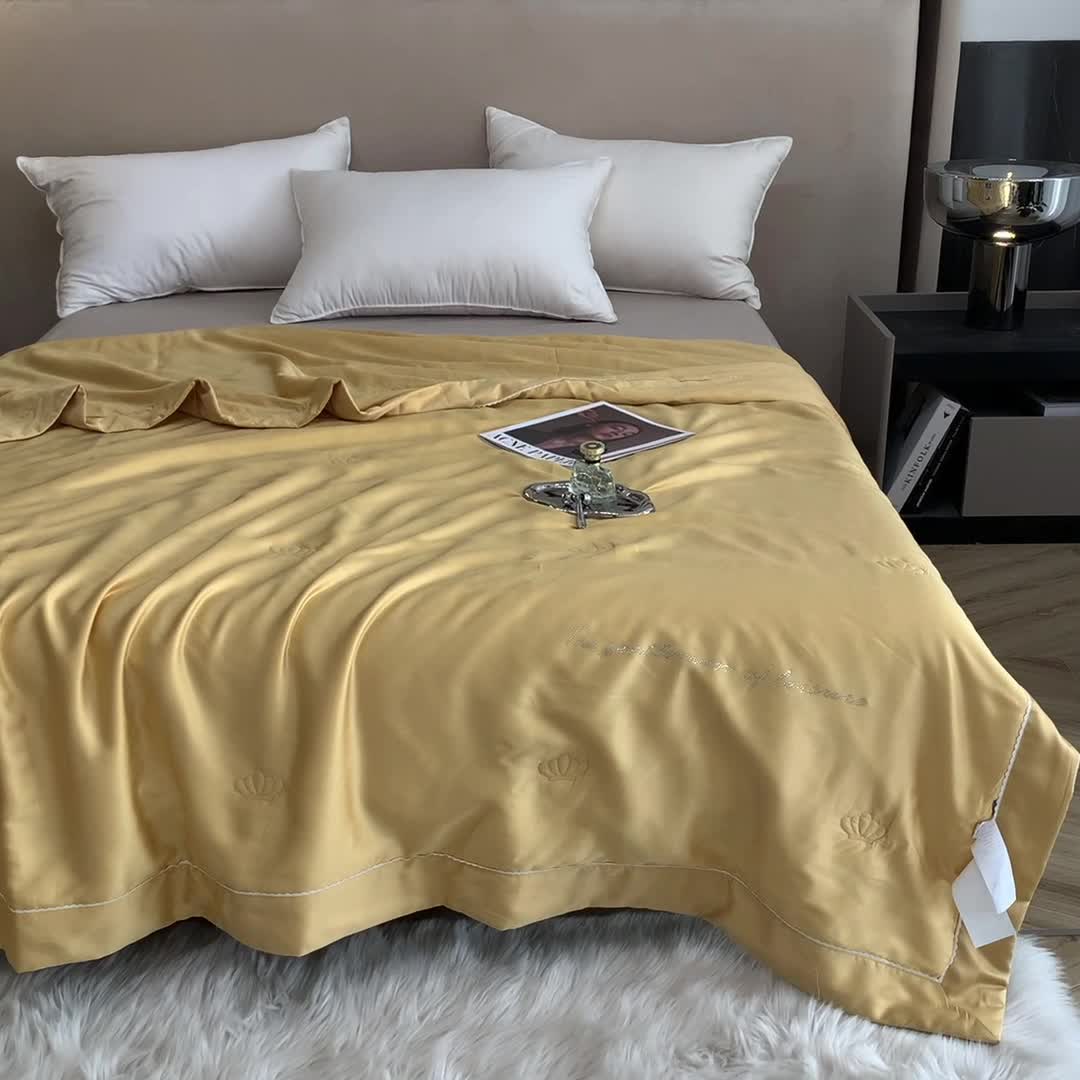 91家纺网 家纺一手货源 找家纺 榻尚 2023新款纯色80天丝胶原蛋白夏被夏凉被 素 素 黄