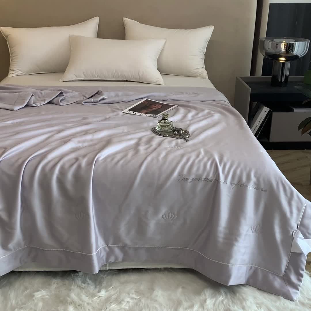 91家纺网 家纺一手货源 找家纺 榻尚 2023新款纯色80天丝胶原蛋白夏被夏凉被 素 素 灰