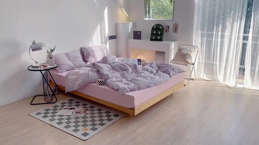 91家纺网 家纺一手货源 找家纺 安莱生活 2022新品水洗棉四件套-初恋系列 初恋-粉