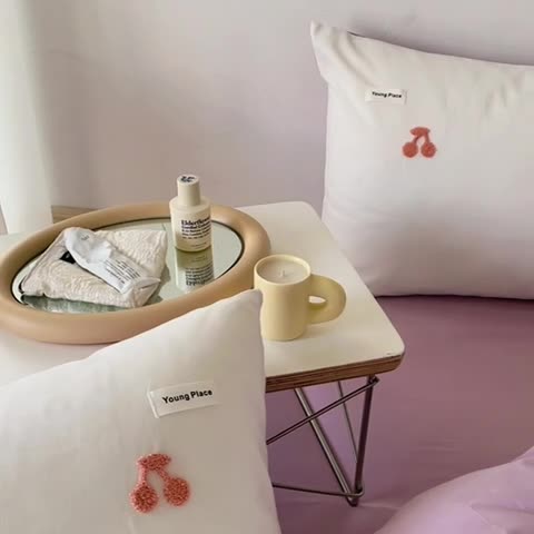 91家纺网 家纺一手货源 找家纺 洋铭区 2022新款全棉小清新水洗棉刺绣系列 樱桃公主