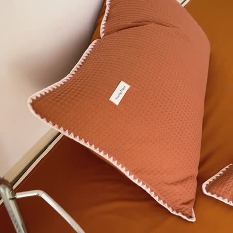 91家纺网 家纺一手货源 找家纺 洋铭区 2022新款全棉华夫格四件套 焦糖色