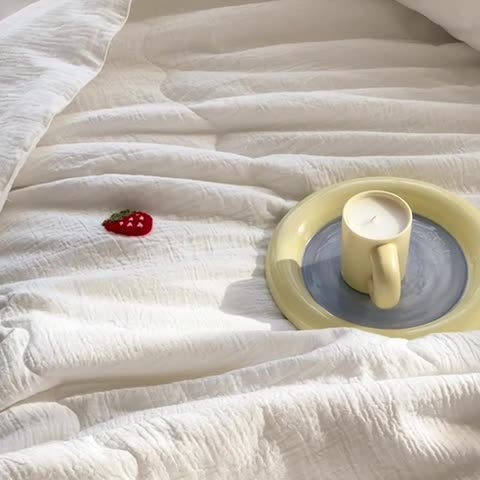 91家纺网 家纺一手货源 找家纺 洋铭区 2022新款双层泡泡纱夏被 小草莓