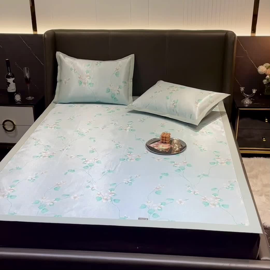 91家纺网 家纺一手货源 找家纺 安哆啦 2022新款600D加厚冰丝凉席 满天星