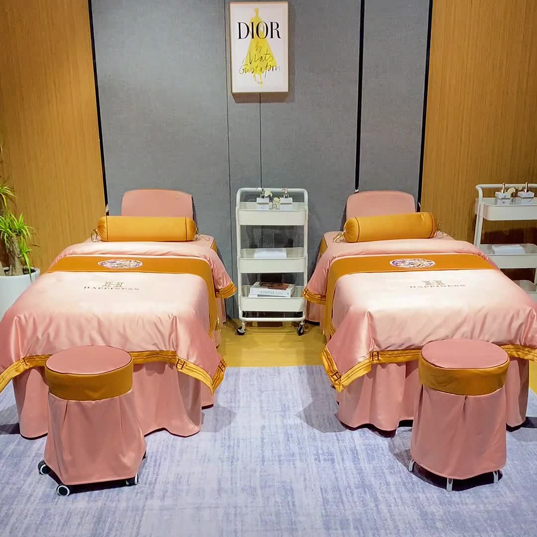 91家纺网 家纺一手货源 找家纺 不打烊家纺 2022新款欧洲尼美容床罩系列套件春意盎然-玉色