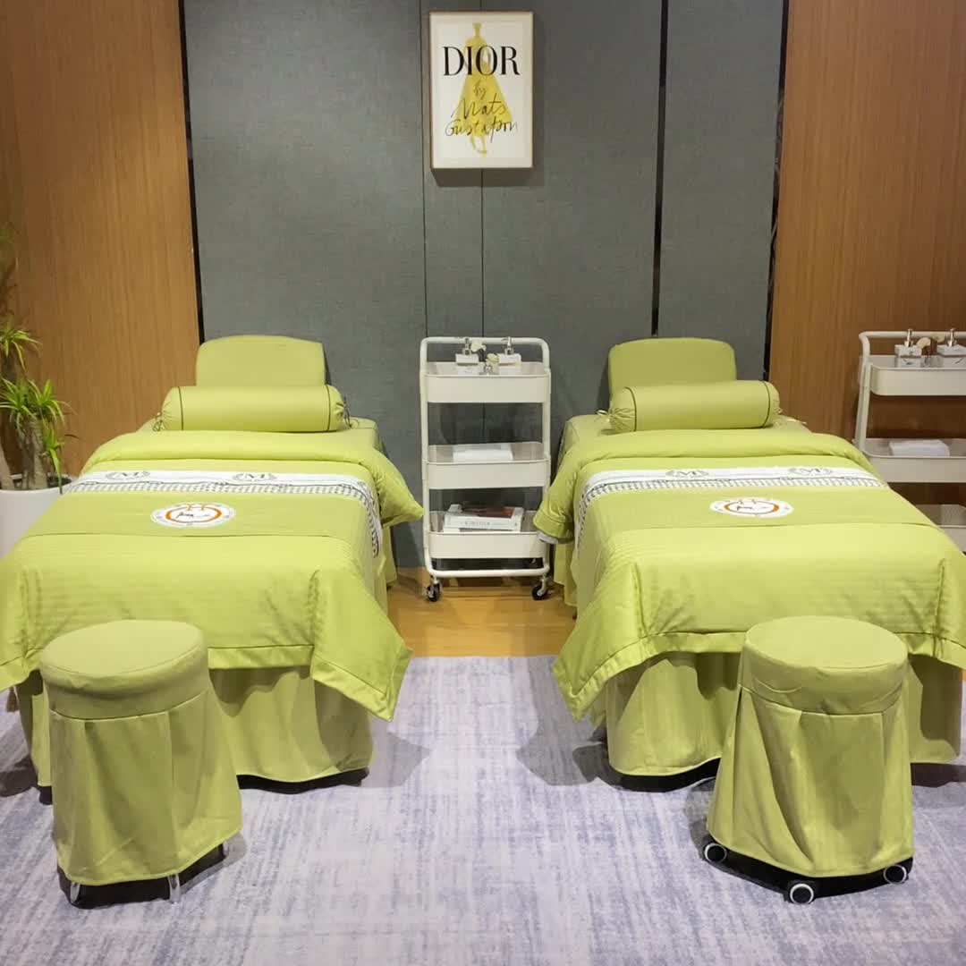 91家纺网 家纺一手货源 找家纺 不打烊家纺 2022新款焕彩尼美容床罩系列套件-如约而至 如约而至-果绿