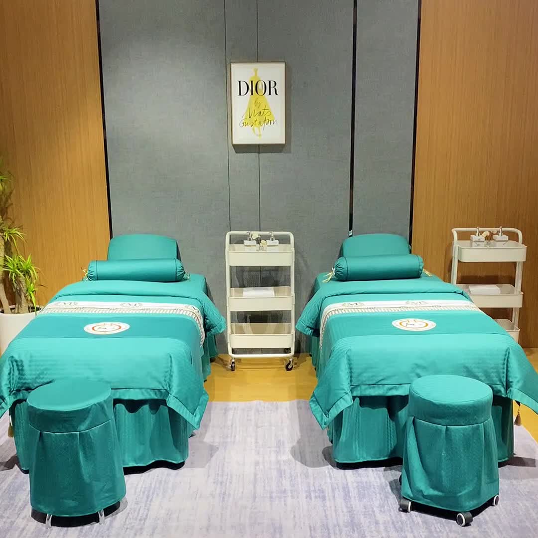 91家纺网 家纺一手货源 找家纺 不打烊家纺 2022新款焕彩尼美容床罩系列套件-如约而至 如约而至-孔雀蓝