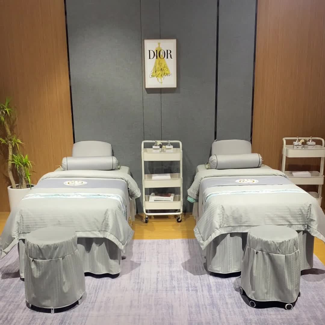 91家纺网 家纺一手货源 找家纺 不打烊家纺 2022新款焕彩尼美容床罩系列套件山清水秀-灰色