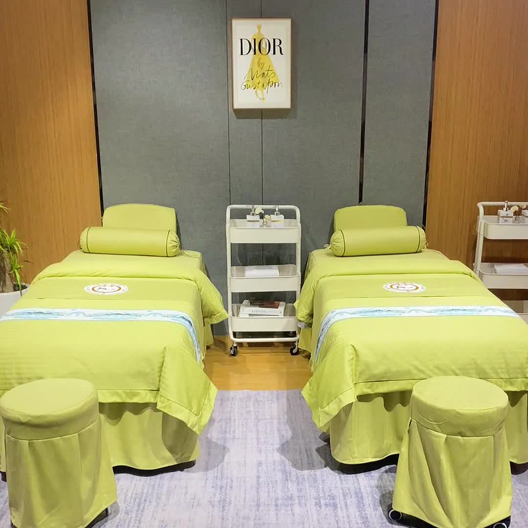 91家纺网 家纺一手货源 找家纺 不打烊家纺 2022新款焕彩尼美容床罩系列套件山清水秀-果绿