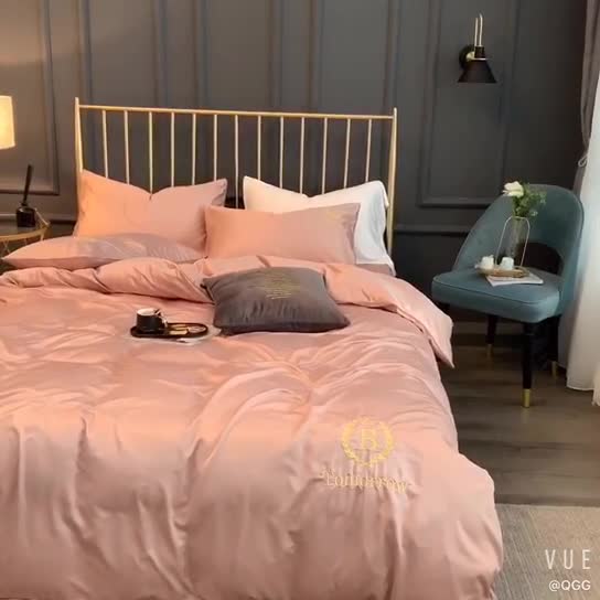 91家纺网 家纺一手货源 找家纺 琪格格 2022新款水洗真丝刺绣四件套 都市-香槟