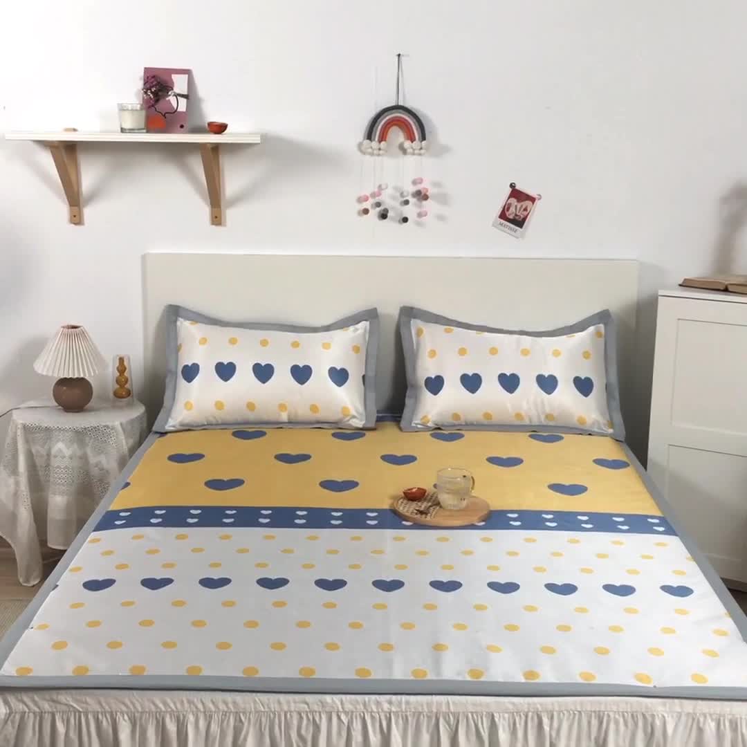 91家纺网 家纺一手货源 找家纺 琪格格 2022新款复合冰丝席凉席 心心点点