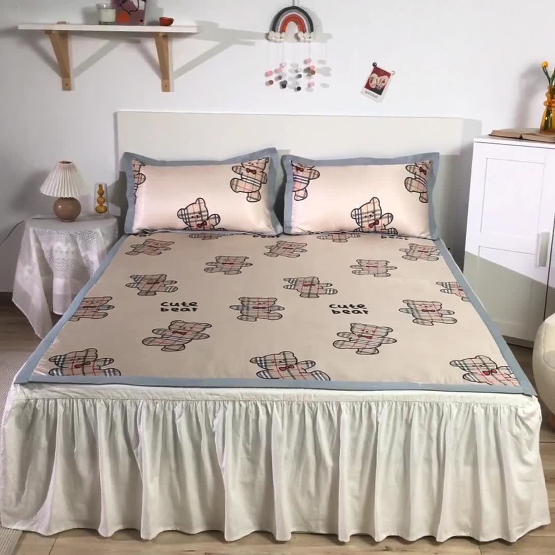 91家纺网 家纺一手货源 找家纺 琪格格 2022新款复合冰丝席凉席 英伦熊