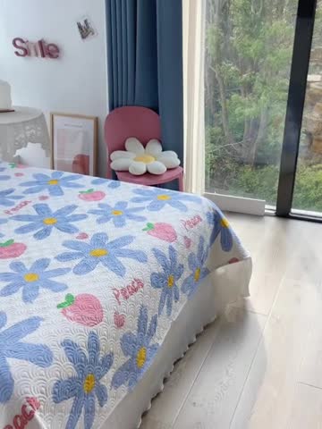 91家纺网 家纺一手货源 找家纺 鑫钰 2023全棉印花床盖三件套 陌颜兰