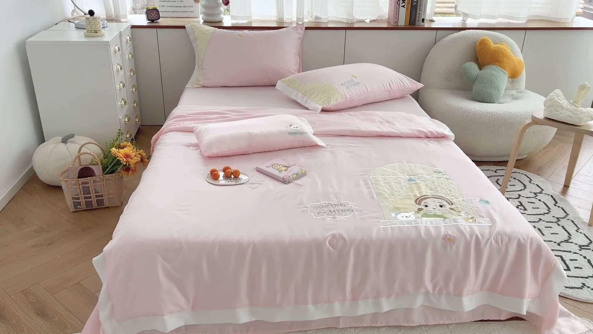 91家纺网 家纺一手货源 找家纺 星野 2022新款80s奥地利天丝夏被-夏日甜心