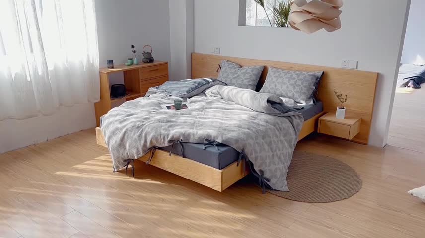 91家纺网 家纺一手货源 找家纺 安莱生活 2022新款全棉双层纱蝴蝶结四件套 四叶草-黑灰