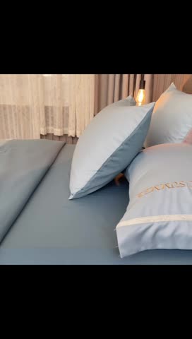 91家纺网 家纺一手货源 找家纺 潮邦 2025新款水洗真丝刺绣花织带宽边夏被四件套-星钥 水晶绿