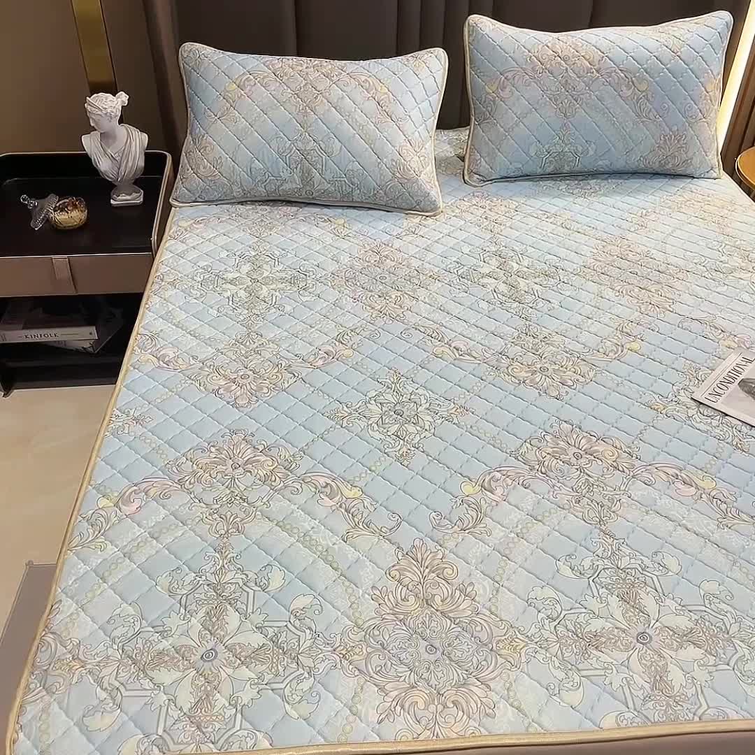 91家纺网 家纺一手货源 找家纺 锦罗绣 2024新款水洗乳胶凉席床笠凉席夏被四件套 梦中憧憬