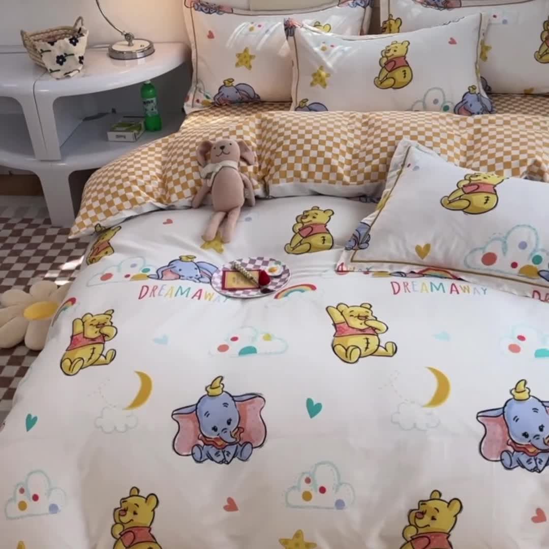 91家纺网 家纺一手货源 找家纺 眠博士 2022新款全棉13372迪士尼印花四件套 小飞象