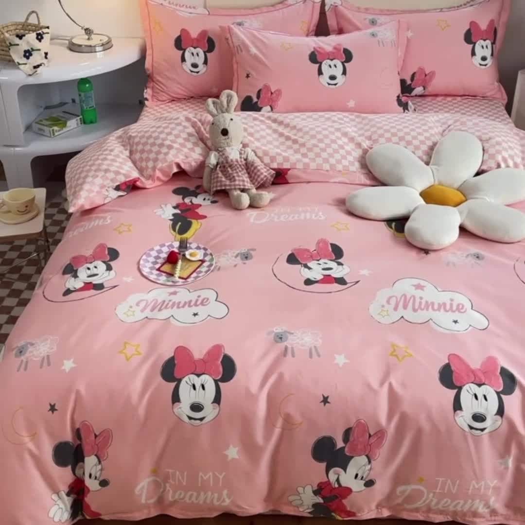 91家纺网 家纺一手货源 找家纺 眠博士 2022新款全棉13372迪士尼印花四件套 可爱米妮