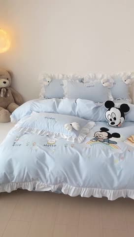 91家纺网 家纺一手货源 找家纺 (总)朗莎 2022新款迪士尼水洗棉四件套
