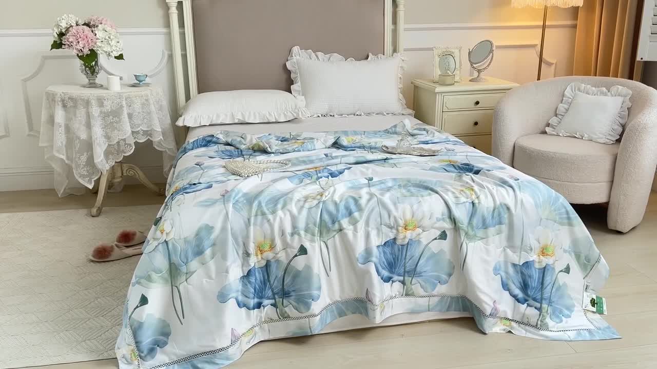 91家纺网 家纺一手货源 找家纺 棉生活家纺 2022新款莫代尔天丝夏被 惊鸿仙子