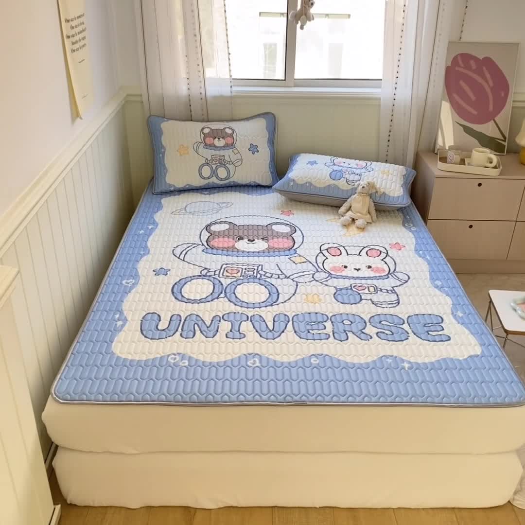 91家纺网 家纺一手货源 找家纺 慕尚 2025新款大版乳胶凉席 太空伙伴