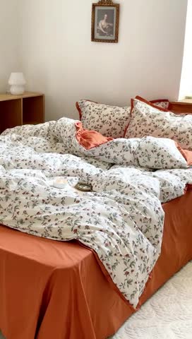 91家纺网 家纺一手货源 找家纺 梦享生活 2022新款小清新40支全棉水洗棉印花四件套 栀香