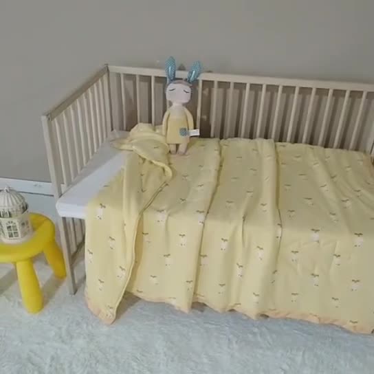 91家纺网 家纺一手货源 找家纺 喜多兔 2022新款全棉针织夏被 鸭宝宝黄色