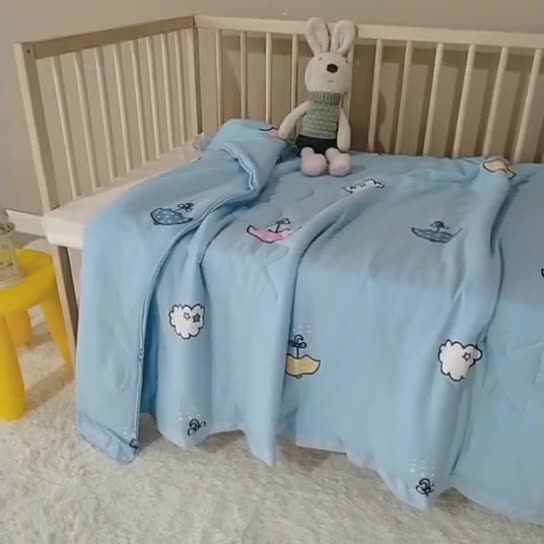 91家纺网 家纺一手货源 找家纺 喜多兔 2022新款全棉针织夏被 雨伞宝宝