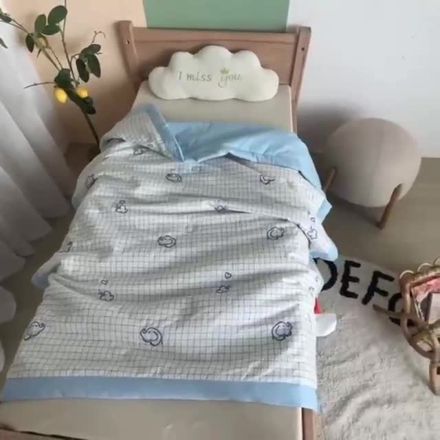 91家纺网 家纺一手货源 找家纺 喜多兔 2022新款小千寻纯棉色织空调被夏被 小象同学