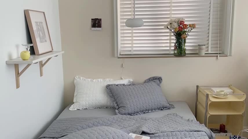 91家纺网 家纺一手货源 找家纺 六巷胡同 2023新款韩系ins波点绗缝床盖夏被四件套 灰波点