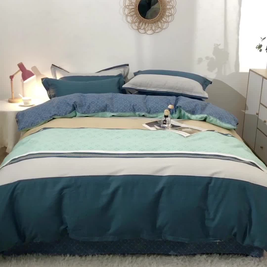 91家纺网 家纺一手货源 找家纺 晶缦 2022新款全棉12868全棉印花套件萌新系列单床单-四件套 绅度湖绿