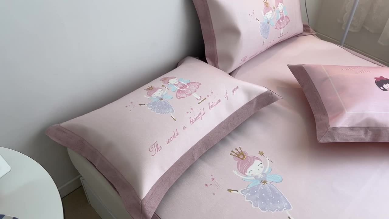 91家纺网 家纺一手货源 找家纺 本希 2022新款水洗数码印花卡通简约冰丝席床席款 芭蕾舞女孩