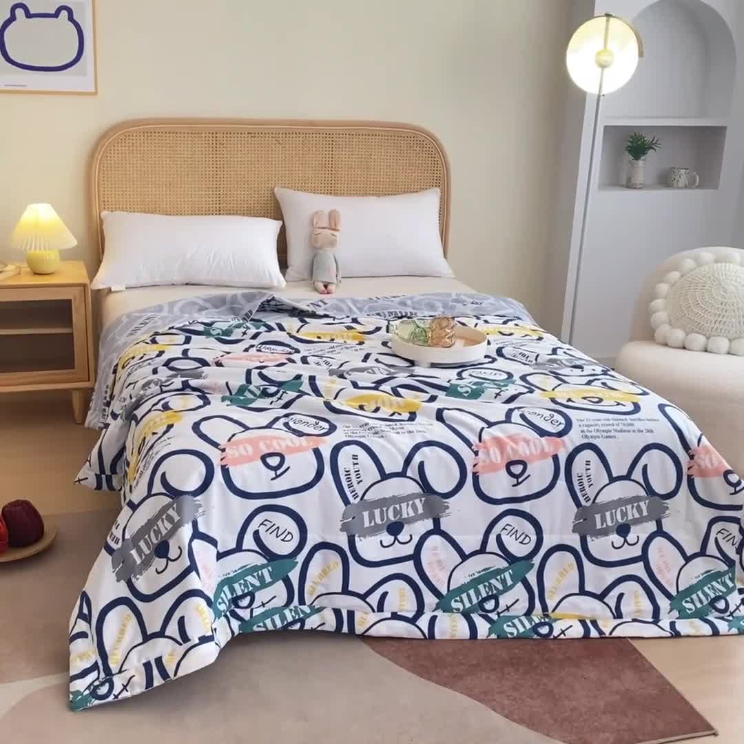 91家纺网 家纺一手货源 找家纺 小虾米 2022新款40支纯棉印花夏被被子被芯 幸运一夏