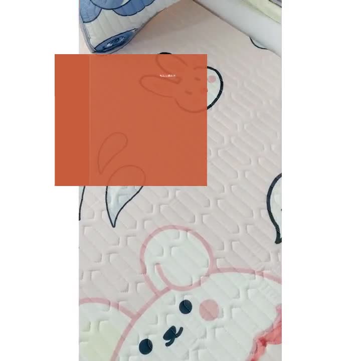 91家纺网 家纺一手货源 找家纺 小虾米 2022新款可定制凉感丝0.4乳胶凉席床笠三件套 快乐女孩