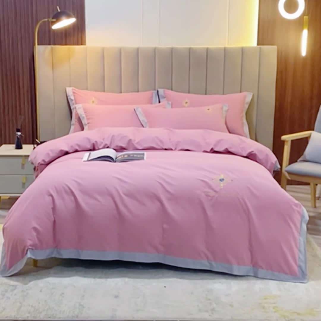 91家纺网 家纺一手货源 找家纺 (总) 优姿家纺 2022新款100S长绒棉宽边绣花四件套