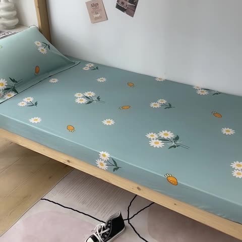 91家纺网 家纺一手货源 找家纺 凌云 2022新款13372全棉学生单床笠 小雏菊-蓝