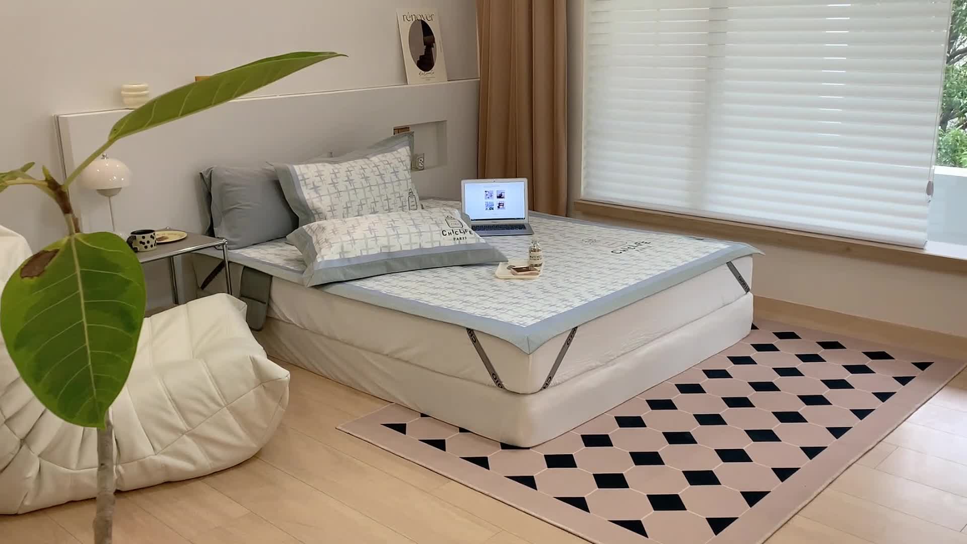 91家纺网 家纺一手货源 找家纺 昔可 2022新款高端大版数码印花冰沐丝养生席 夏日香水