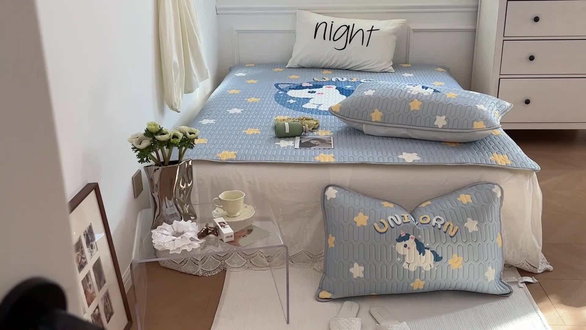 91家纺网 家纺一手货源 找家纺 昔可 2022新款大版印花乳胶凉席 星星木马