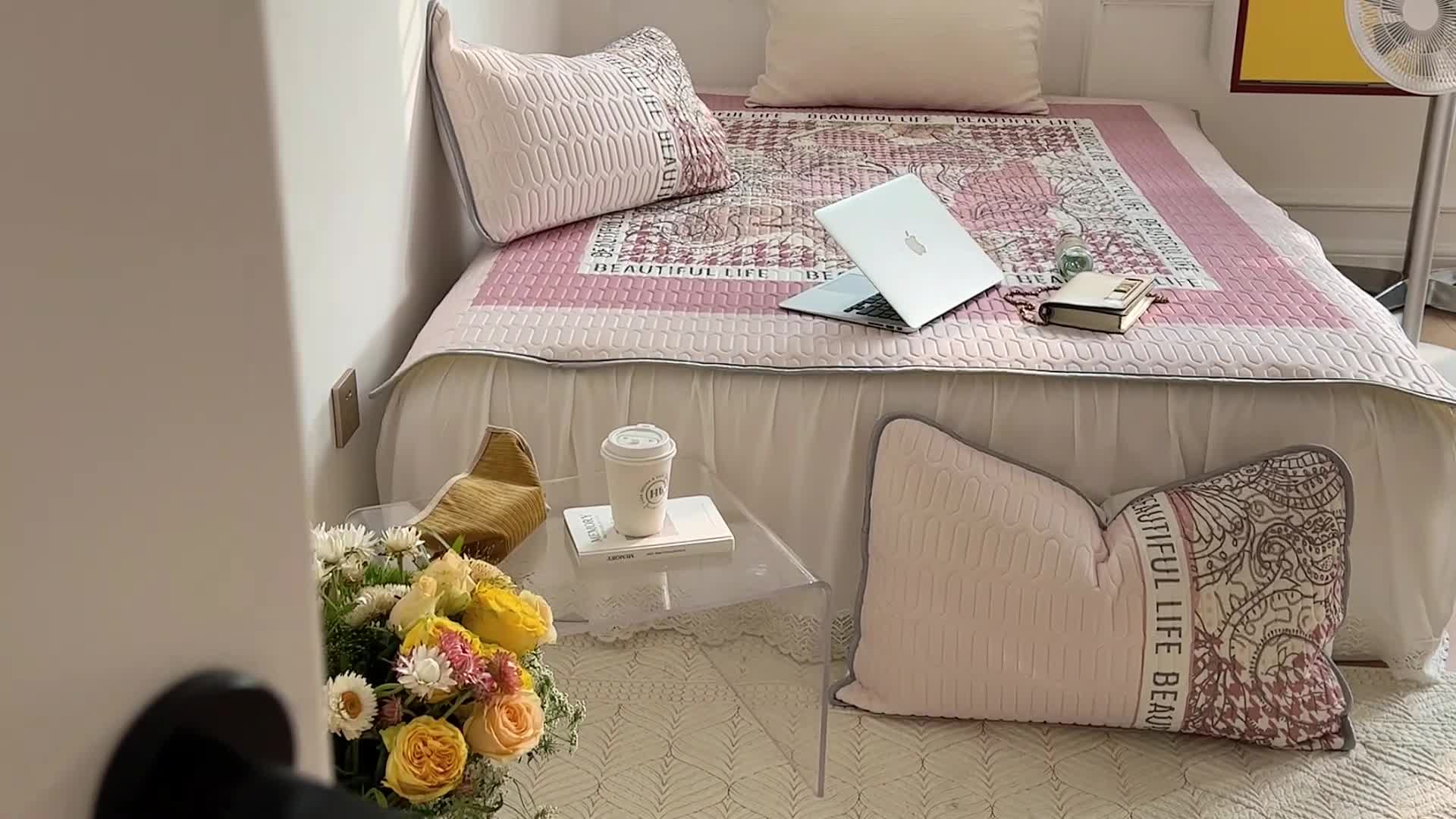 91家纺网 家纺一手货源 找家纺 昔可 2022新款大版印花乳胶凉席 图兰朵