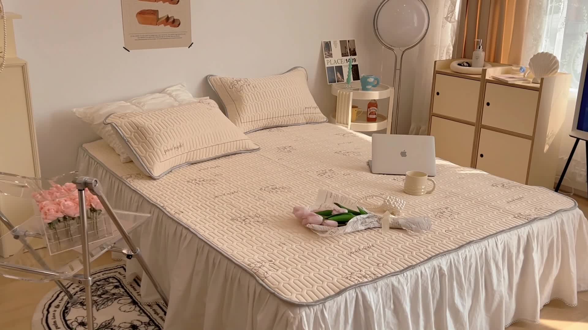 91家纺网 家纺一手货源 找家纺 昔可 2022新款圆网乳胶凉席 旋转木马